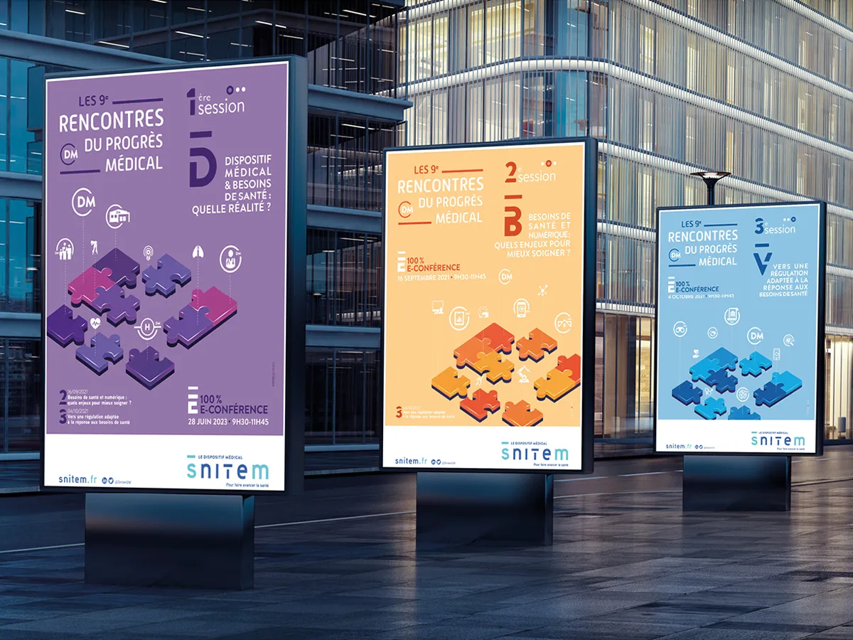 Mise en situation de l'affichage urbain de la campagne publicitaire de Snitem